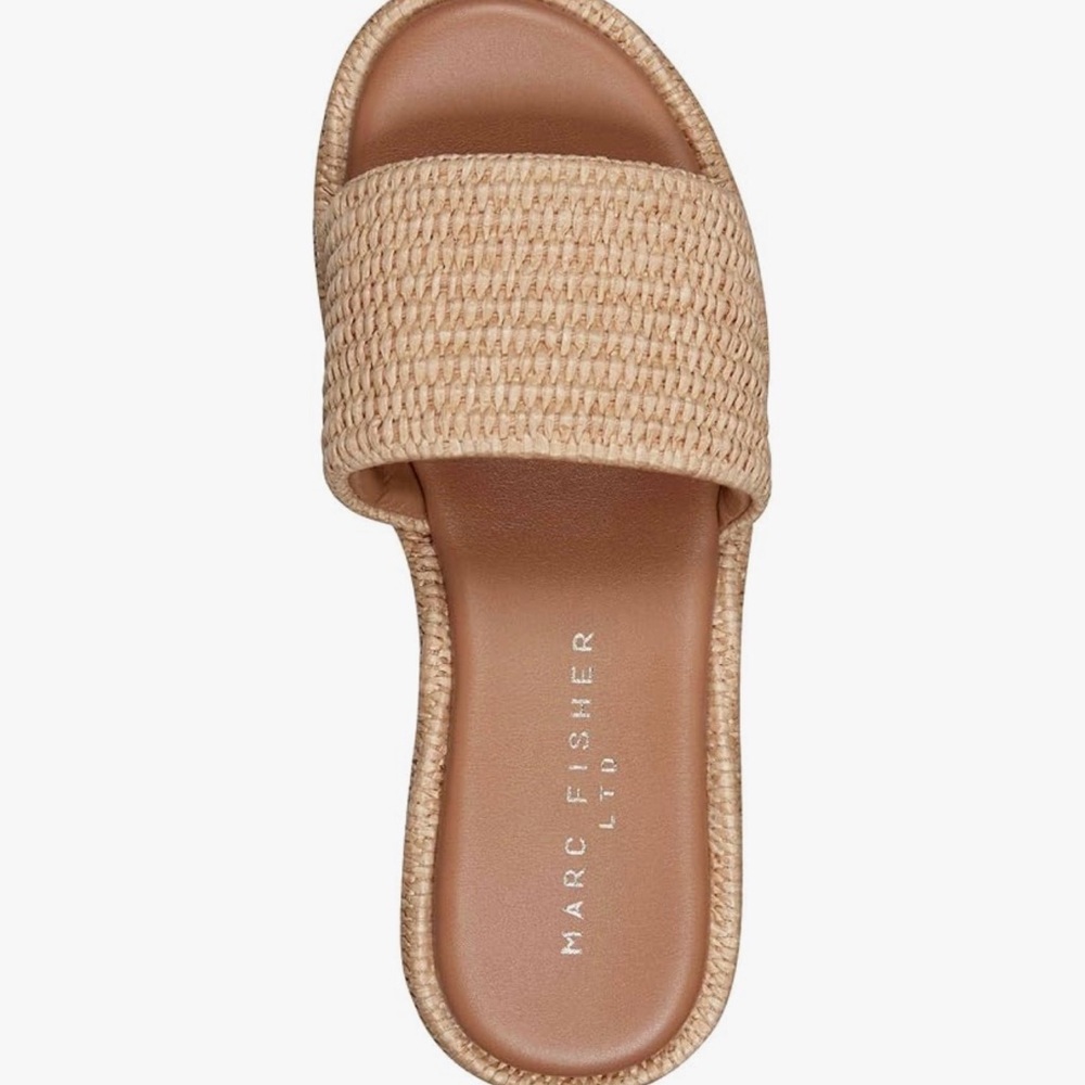 Marc Fisher Daylin Natural Raffia Slide Sandal Size 6.5